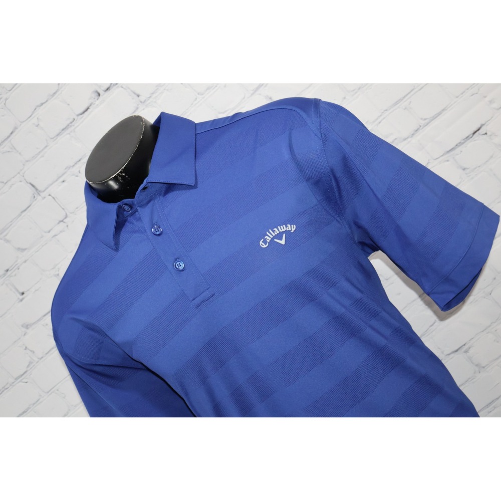 Callaway Polo Men XXL Blue Opti-Dri Striped Short Sleeve Golf Shirt Performance
